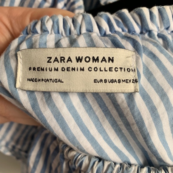 (2/$10) One Shoulder Blue Striped Ruffle Top from Zara - Picture 3 of 4